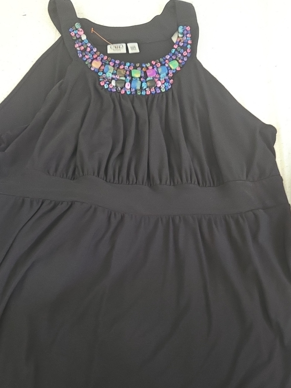 GAP Black Tank with Multicolor Beaded Neckline